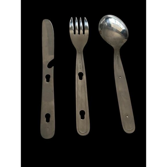 Vtg Stainless Steel Japan Camping Cutlery Utensils Knife Spoon Fork Heavy Duty - Picture 5 of 6